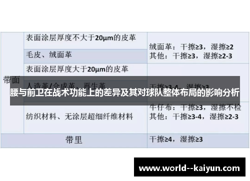 腰与前卫在战术功能上的差异及其对球队整体布局的影响分析 腰与前卫在战术功能上的差异及其对球队整体布局的影响分析