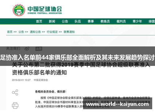 足协准入名单前44家俱乐部全面解析及其未来发展趋势探讨 足协准入名单前44家俱乐部全面解析及其未来发展趋势探讨