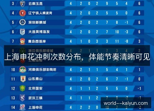 上海申花冲刺次数分布，体能节奏清晰可见